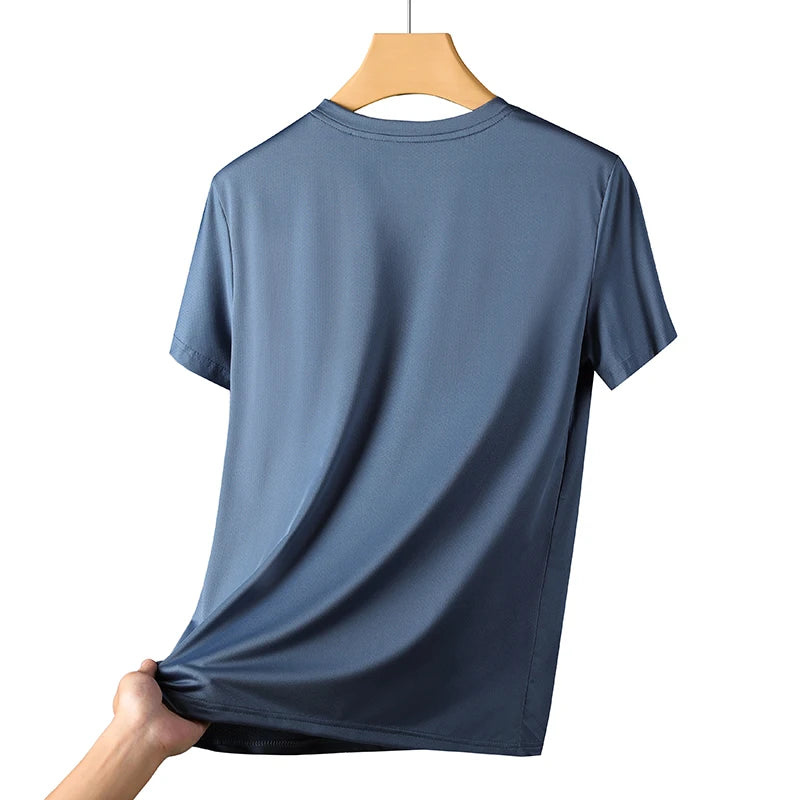 Men's Running Quick Drying T-shirts Breathable Hiking Fishing Tees Soft Elasticity Outdoor Sports Short Shirt Summer