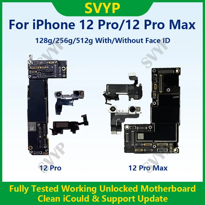Fully Tested Authentic Motherboard For iPhone 12 64g/128g/256g Unlocked Mainboard With Face ID Cleaned iCloud Support Update