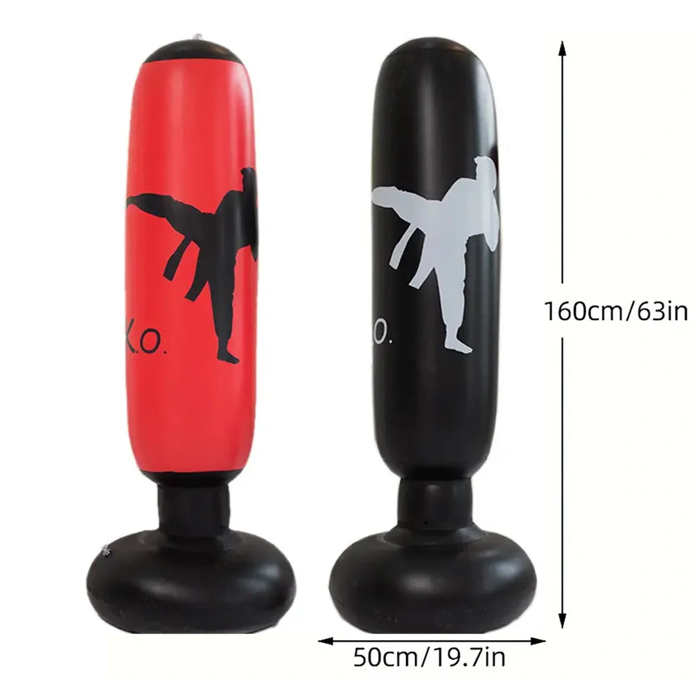 1pc KO Style Inflatable Boxing Sandbags Punching Bag 160cm/63inch Boxing Column Karate Taekwondo Training Props