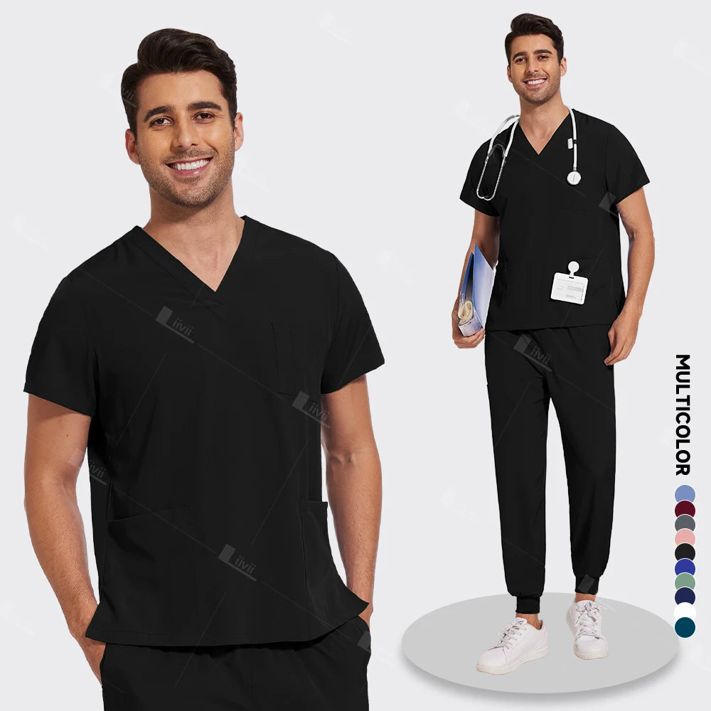 New Lightweight Anti-wrinkle Surgical Uniform Woman Men Medical Nurse Scrub Set Soft Breathable Jogger Nursing Clinical Workwear