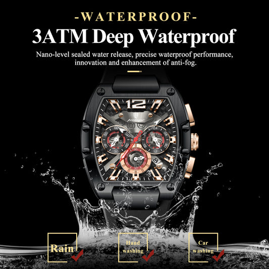 POEDAGAR Luxury Watches For Men Sport Casual Waterproof Luminous Date Man Wristwatch Chronograph Quartz Silicone Men Watch Reloj