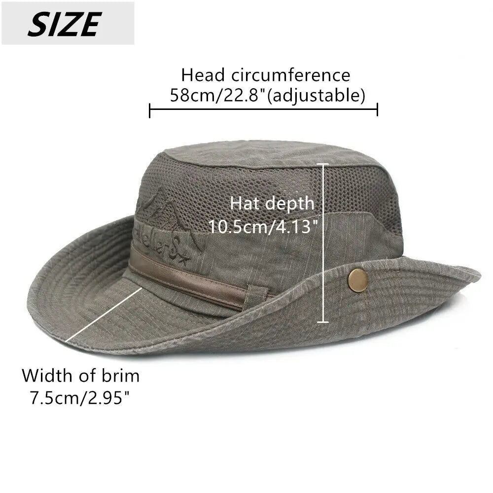 Foldable Cotton Sun Protection Hat Adjustable Breathable Wide Brim Fishing Cap Bucket Hat Jungle Hat Outdoor Camping Accessories