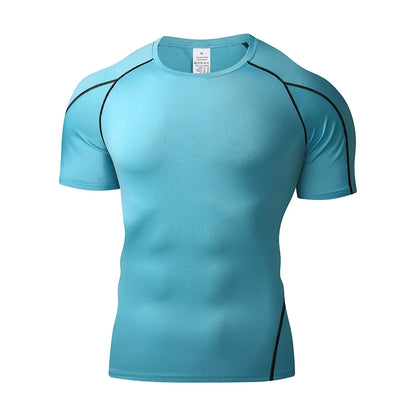 Summer Men Running T Shirt Sportswear Male Elastic T-shirt Gym Fitness Tops Tee Athletic Tights Sport Compression T Shirt Men
