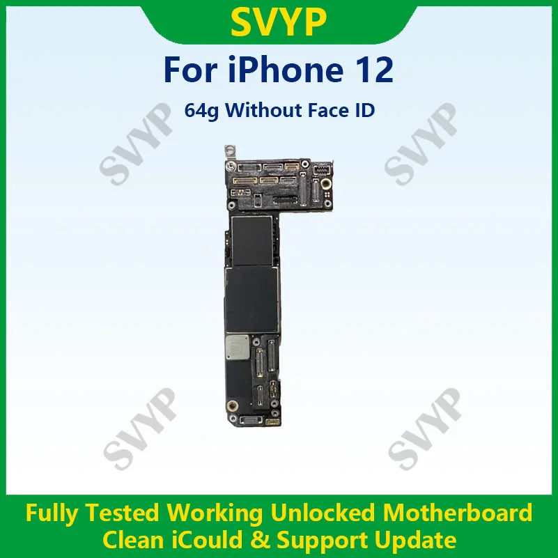 Fully Tested Authentic Motherboard For iPhone 12 64g/128g/256g Unlocked Mainboard With Face ID Cleaned iCloud Support Update