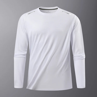 Reflective Sport Gym T Shirt Men Quick Dry Running Bodybuilding Shirts Men Long Sleeve Fitness Pullover Top Spring Autumn