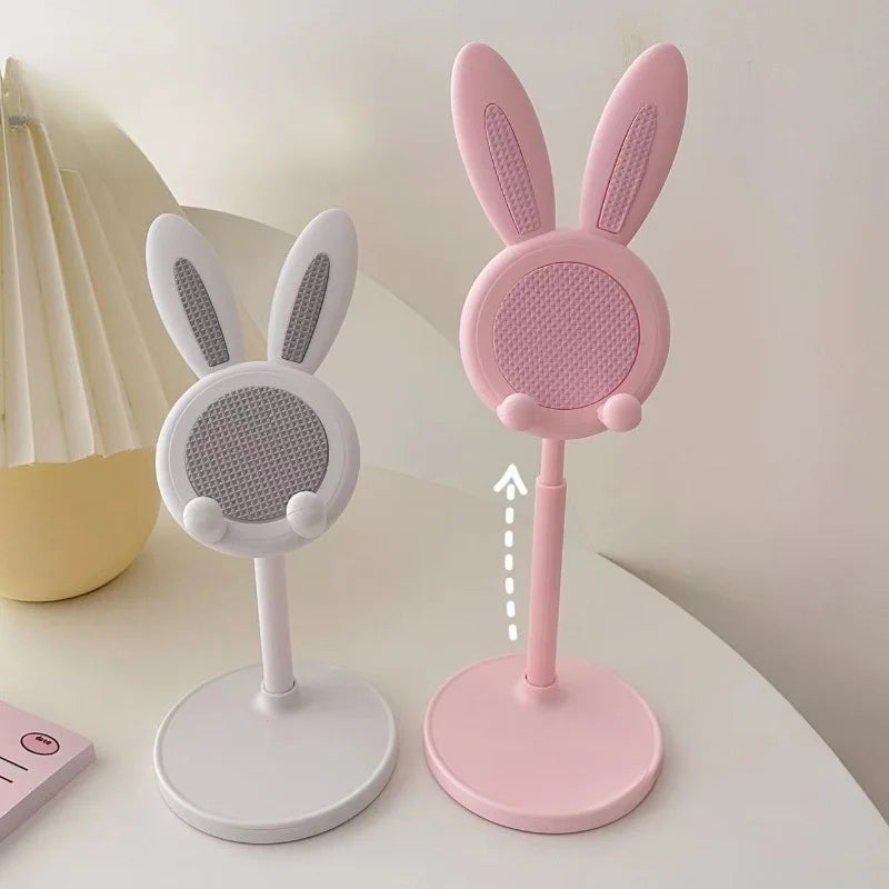 O suporte de telefone móvel de coelho fofo pode levantar e ajustar os acessórios do telefone de mesa suporte de telefone aperto do telefone