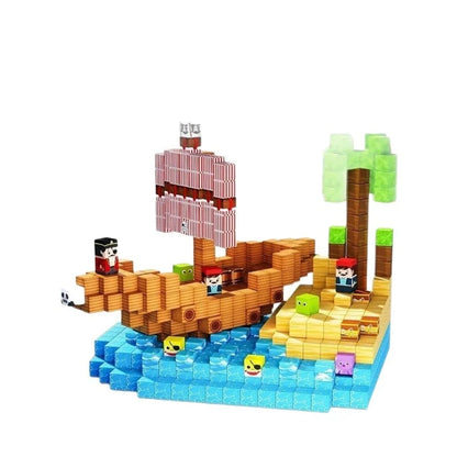 STEM Magnetic Blocks Build Pirate ship Magnet Fun and Educational Playset for Children Building Toys Christmas Halloween toy