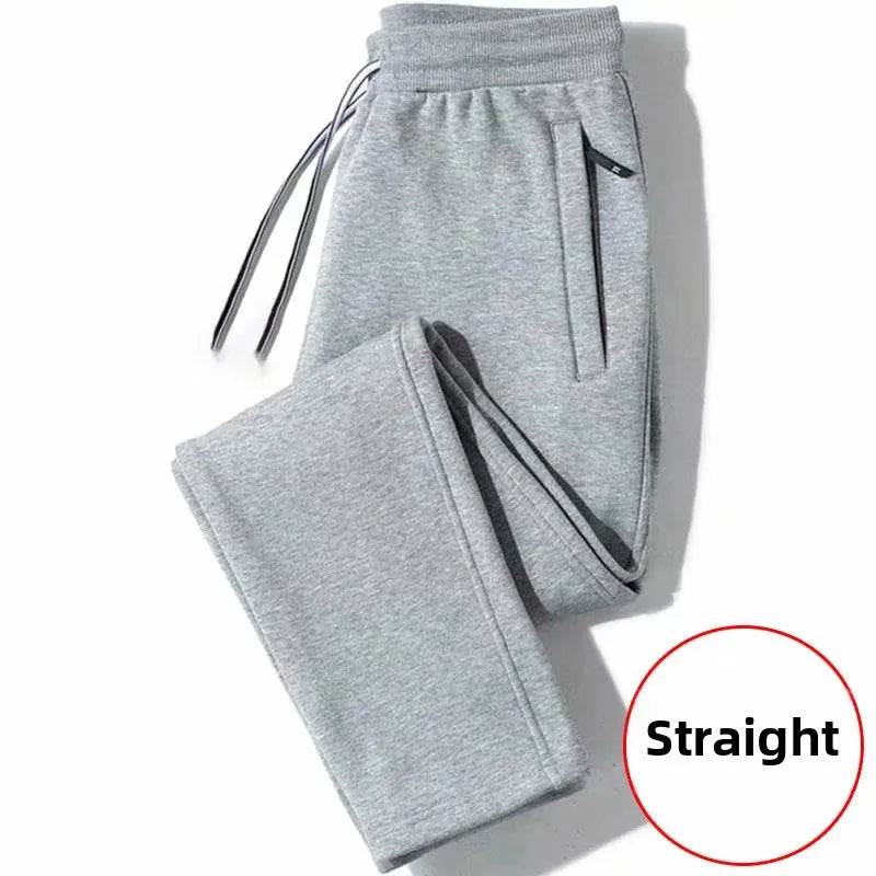 Men's Loose-Fit Fleece-Lined Long Casual Pants Autumn/Winter 2024 Spring/Autumn Korean Style Straight-Leg Pants For Youth