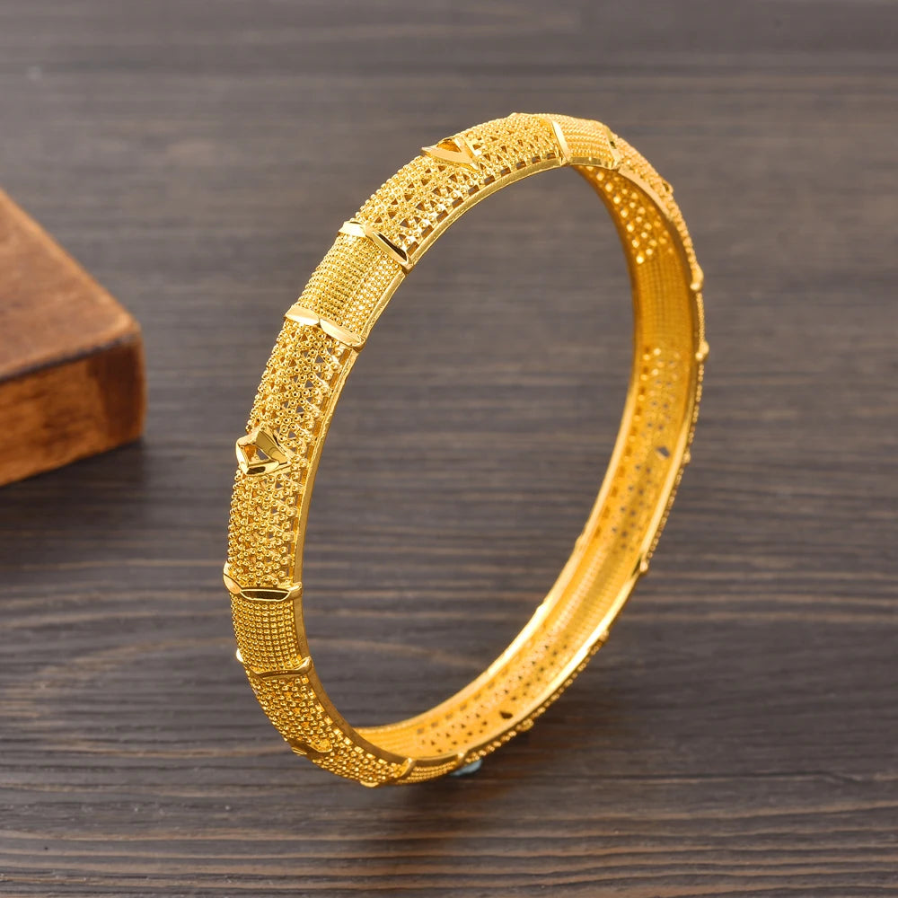 Bangrui 24K Dubai Gold Color Wedding Jewelry For Women Men Saudi Arab Bracelet&Bangles