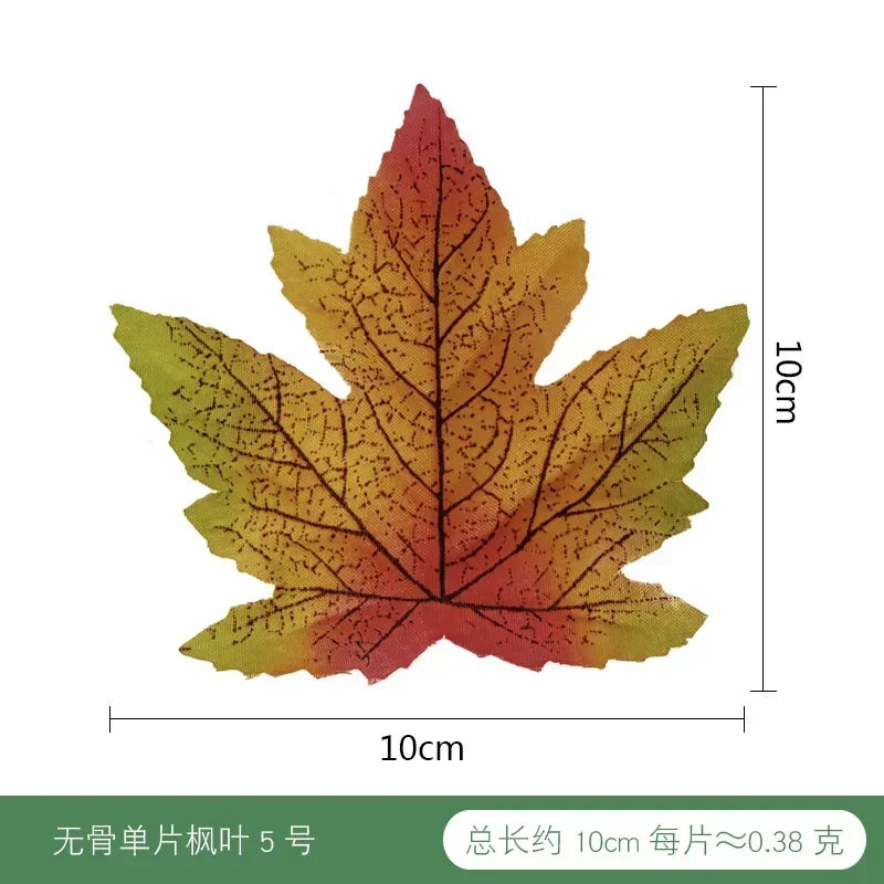 50pcs Artificial Maple Leaf Halloween Harvest Festival Home Decoration Boneless Feel Red Single Piece Artificial Maple Leaf