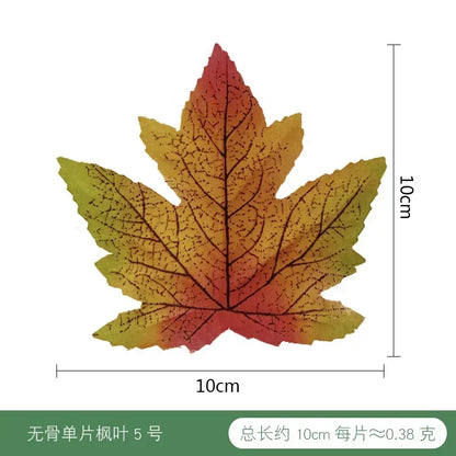 50pcs Artificial Maple Leaf Halloween Harvest Festival Home Decoration Boneless Feel Red Single Piece Artificial Maple Leaf