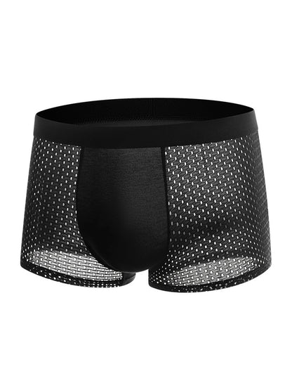 8pcs/set Men's Underwear Ice Silk Mesh Men Panties Breathable Traceless  Fashion Panties Male Solid Color Boxer Shorts