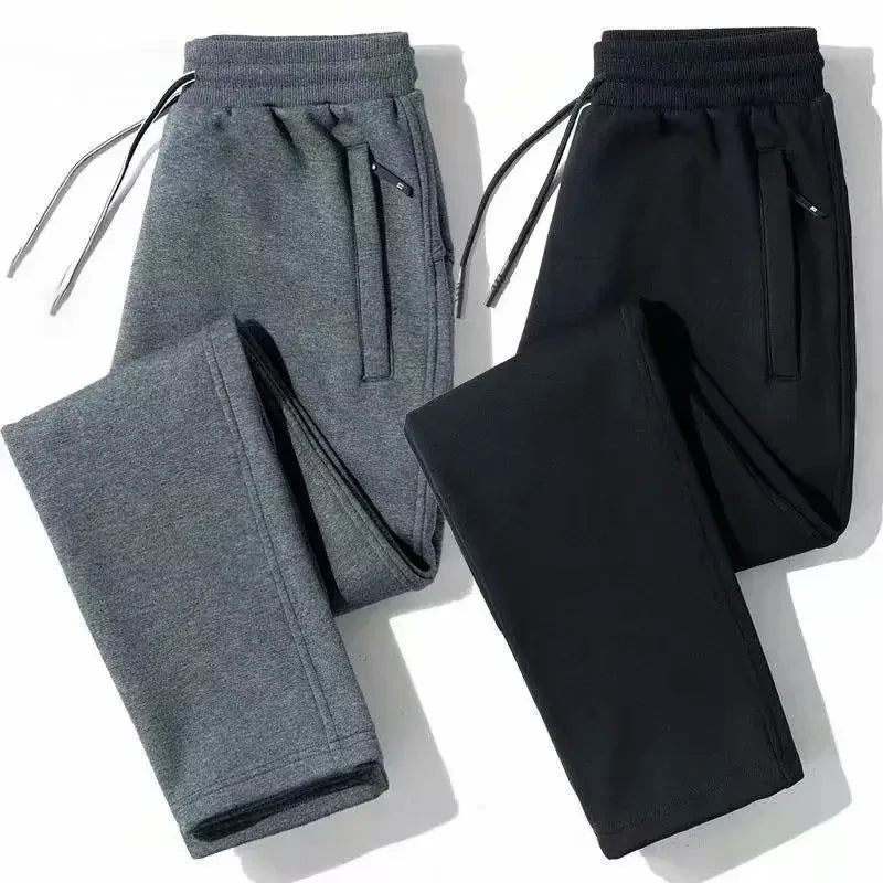 Men's Loose-Fit Fleece-Lined Long Casual Pants Autumn/Winter 2024 Spring/Autumn Korean Style Straight-Leg Pants For Youth