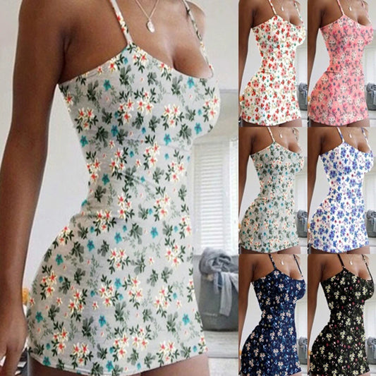 Women Slip Dress Sexy Lady Backless Strapless Floral Print Mini Bodycon Party Dresses YSY1818