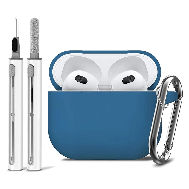 3rd Gen Earphone Case For AirPods 3 Earphone Protective Case With Hook Hole Silicone Cover Earbuds Ear Pads With Cleaner Kit