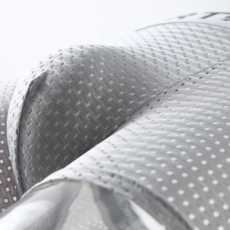 Breathable Mesh Youth Boxer Shorts Letter Print Belt Mens Underwear UltraThin Quick Drying Underpants Seamless Male Boxer Briefs