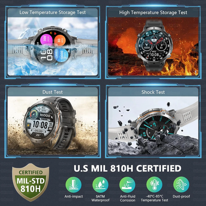 T-Rex 3 Military Grade 1000mAh Battery Smart Watch 10ATM Waterproof GPS Compass Altimeter Call AMOLED Men Swim Sports Smartwatch