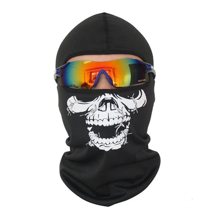 Bicycle Balaclava Full Face Mask Skull Print Motorcycle Full Face Mask Windproof Skiing Head Neck Warmer Bicycle Helmet Liner