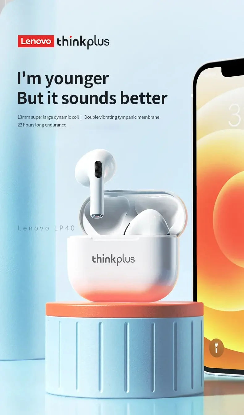 Original LP40 NEW Upgraded Wireless Bluetooth V5.0 Earphones Long Endurance Headphones Low Latency With IPX4 Waterproof Earbuds