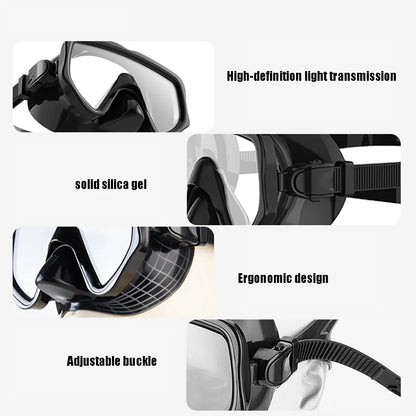 Diving Mask Snorkel Set For Adults Tempered Glass Scuba Professional Panoramic Snorkeling Gear Swimming Training Snorkel Kit