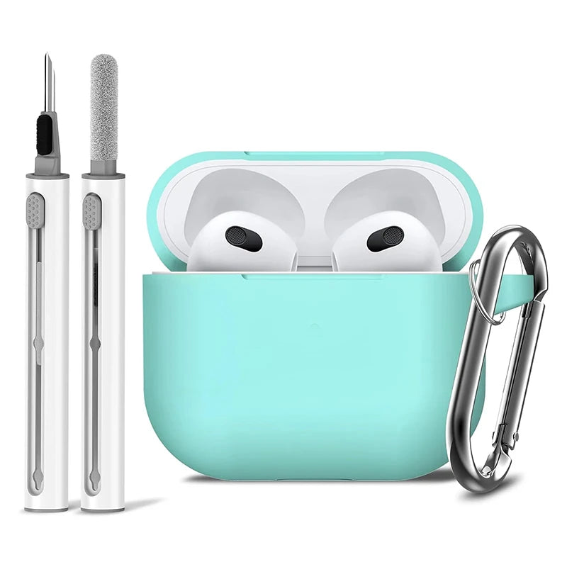 3rd Gen Earphone Case For AirPods 3 Earphone Protective Case With Hook Hole Silicone Cover Earbuds Ear Pads With Cleaner Kit