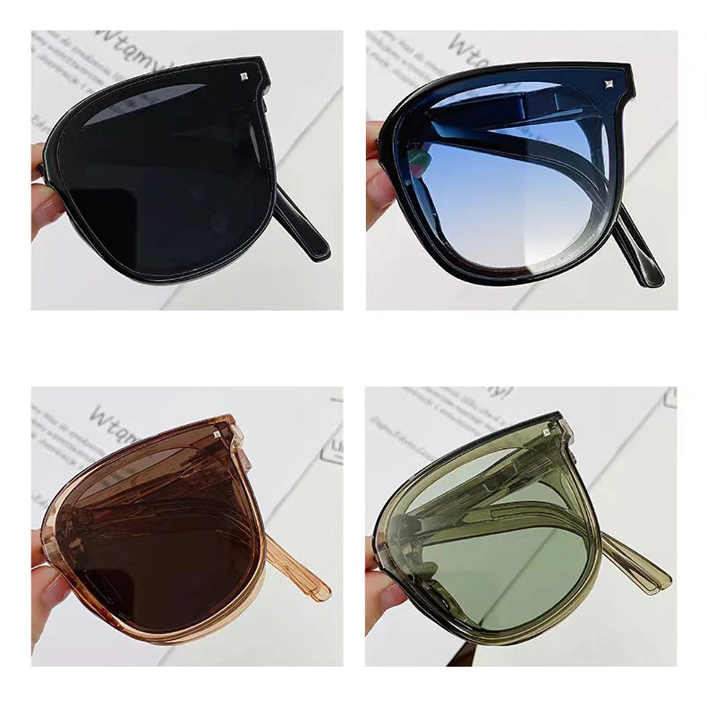 Folding Sunglasses with Case Sun Glasses for Women Fashion Air Cushion Eyewears UV 400 Polarized Eyewears