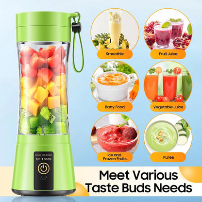 380ml Electric Juicer Portable Smoothie Blender USB Rechargeable Food Processor Fruit Mixer Machine Kitchen Mini Juicer Blender