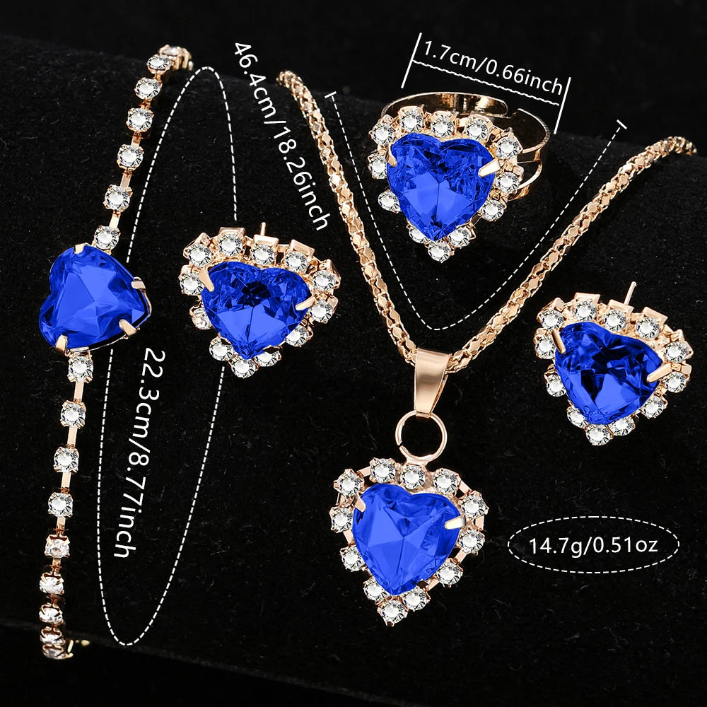 6pcs/set Women's Luxury Rhinestone Quartz Watch Elegant Fashion Analog Wrist Watch & Synthetic Gem Jewelry Set, Gift For Mom Her
