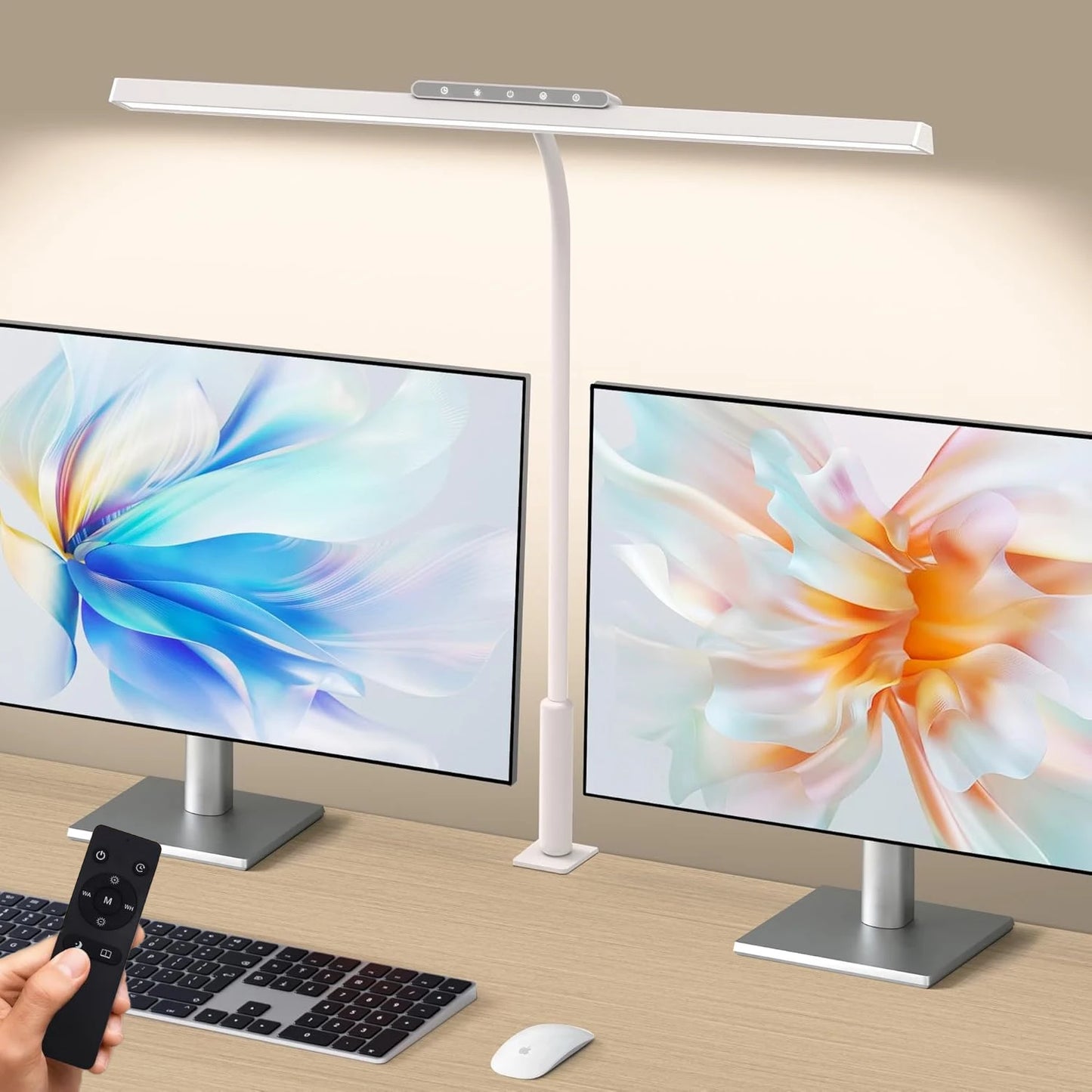 Desk Lamp, 3 Colors Stepless Dimming LED Desk Lamps for Home Office Adjustable Memory Desk Light with Clamp Touch/Remote Control