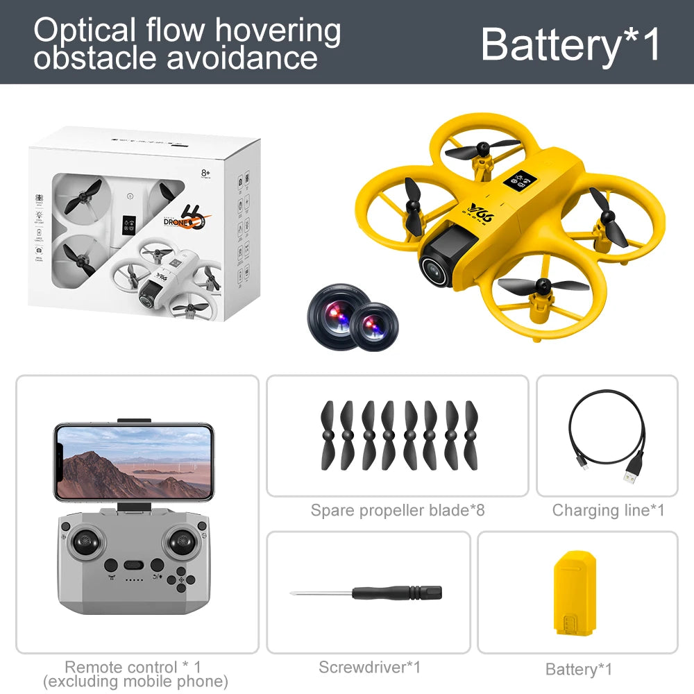V66 Mini Drone 4K Profession HD Wide Angle Camera WiFi FPV RC Dron Height Keep Helicopter Foldable Quadcopter Kids Toys Gift 4DR