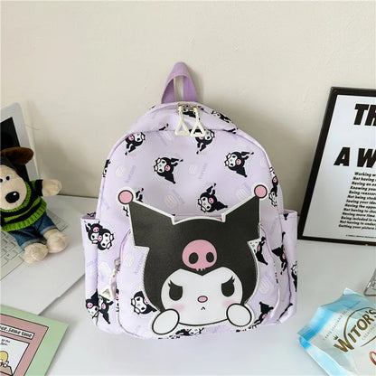Anime Cartoon Kuromi Melody Cinnamoroll Backpack Boys Girls Cartoon Hello Kitty Kawaii Canvas Fashion Children's Schoolbag