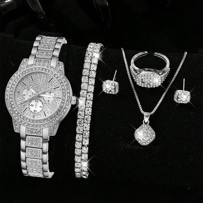 Luxury Women Gold Watch Fashion Ladies Quartz Diamond Wristwatch Elegant Female Bracelet Watches Set Reloj Mujer