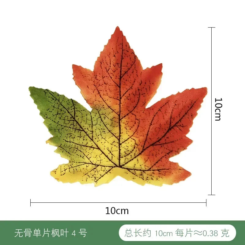 50pcs Artificial Maple Leaf Halloween Harvest Festival Home Decoration Boneless Feel Red Single Piece Artificial Maple Leaf