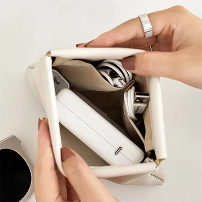 New Simple Mini PU Leather Lipstick Makeup Storage Bag Women Square Small Cosmetic Pouch Portable Make Up Key Organizer Bags