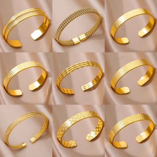 Stainless Steel Bangles Bracelets for women Trendy Aesthetic Opening Bangles Jewelry Wedding Gift pulseras mujer bijoux