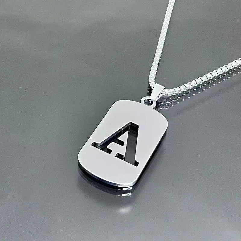 Stainless steel Men Women Pendant Necklace Hollow 26 Mother Without Plating Design  Style Hip Hop Chain for Daily Wear and Gift