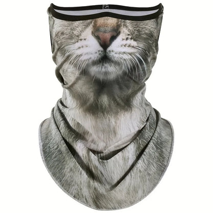 3D Animal Cat Design Summer Full Face Neck Protector Sun Shield Breathable Quick Dry Polyester Helmet Liner for Outdoor Cycling