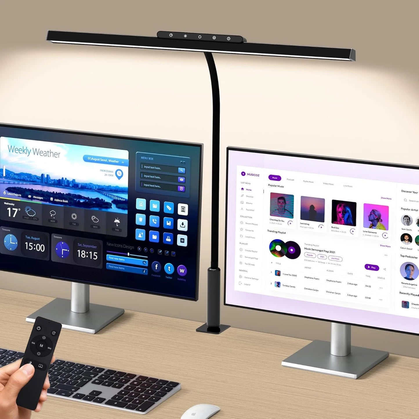 Desk Lamp, 3 Colors Stepless Dimming LED Desk Lamps for Home Office Adjustable Memory Desk Light with Clamp Touch/Remote Control