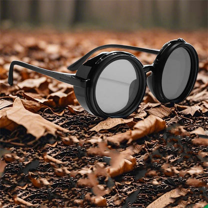 ND2-400 9 Level Adjustable Dimming Polarized Fishing Round Men Sunglasses Vintage Punk Driving Sunglasses Gift Hard Case
