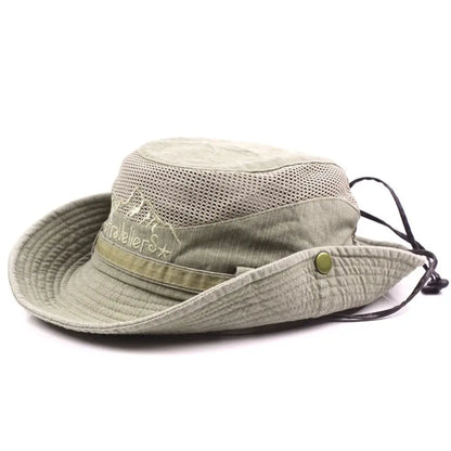 Foldable Cotton Sun Protection Hat Adjustable Breathable Wide Brim Fishing Cap Bucket Hat Jungle Hat Outdoor Camping Accessories