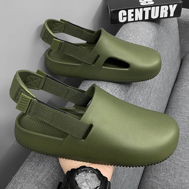 Summers Clogs Man Slippers Men Flat Mules Beach Sandals Quick Drying Water Shoes Work Casual Garden Lightweight Slippers