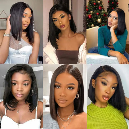 100% Human Hair Wig Glueless Braided Closure Hd Lace Frontal Wig Pre Cut Vietnamese Straight Short Bob Lace Front Wig for Women