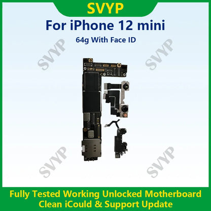 Fully Tested Authentic Motherboard For iPhone 12 64g/128g/256g Unlocked Mainboard With Face ID Cleaned iCloud Support Update