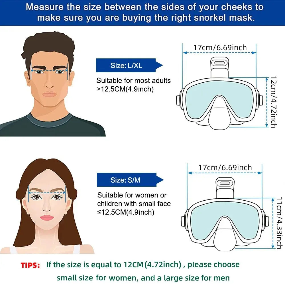 Diving Masks Foldable Anti-Fog Snorkel Mask Set with Full Dry Top System for Free Swim Professional Snorkeling Gear Adults Kids