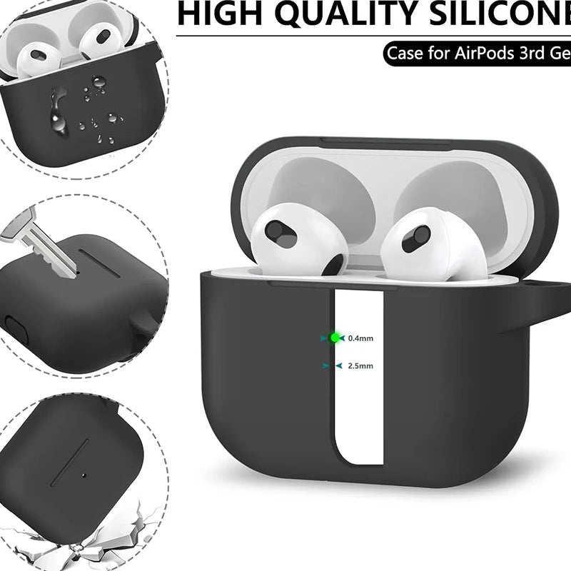 3rd Gen Earphone Case For AirPods 3 Earphone Protective Case With Hook Hole Silicone Cover Earbuds Ear Pads With Cleaner Kit