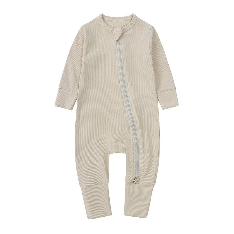 2025 Bamboo Fiber Baby Boys Girls Romper Newborn Bodysuit Long Sleeve Zipper Solid Infant Jumpsuit Toddler Clothes for 0-24M