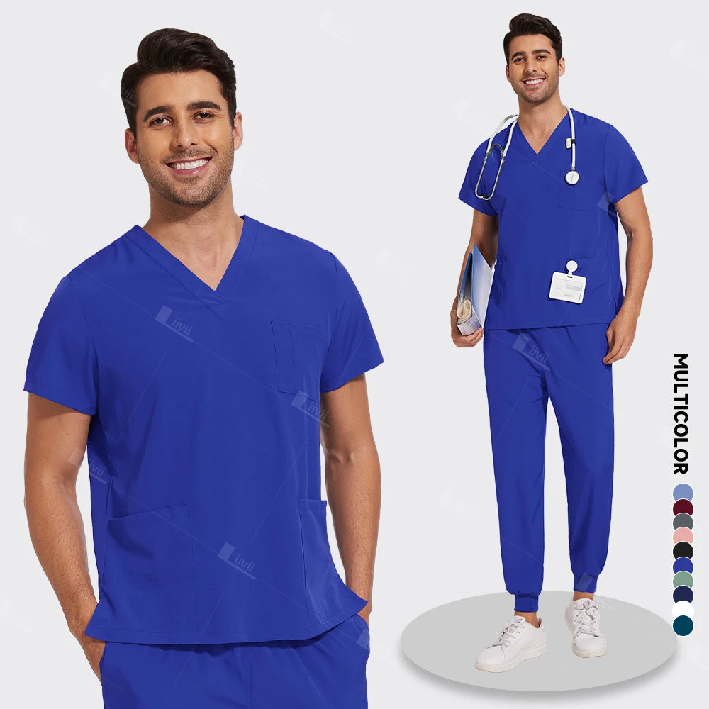New Lightweight Anti-wrinkle Surgical Uniform Woman Men Medical Nurse Scrub Set Soft Breathable Jogger Nursing Clinical Workwear