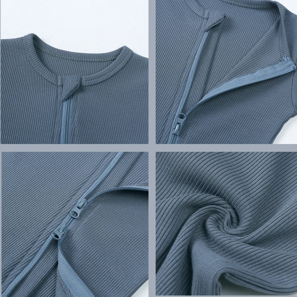 2025 Bamboo Fiber Baby Boys Girls Romper Newborn Bodysuit Long Sleeve Zipper Solid Infant Jumpsuit Toddler Clothes for 0-24M