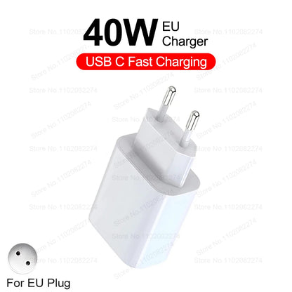 PD 40W Fast Charger For iPhone 16 15 11 12 13 14 Pro Max Plus iPad Air Fast Charging Cable USB C Type C Data Line Phone Charger
