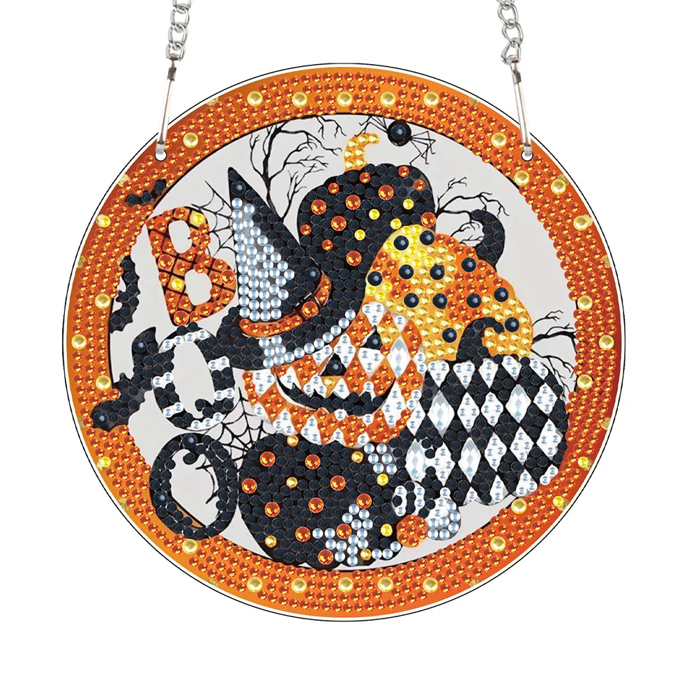 Special Shape Halloween Pumpkin Carriage 5D DIY Diamond Painting Dots Pendant Rhinestone Diamond Art Pendants for Wall Window